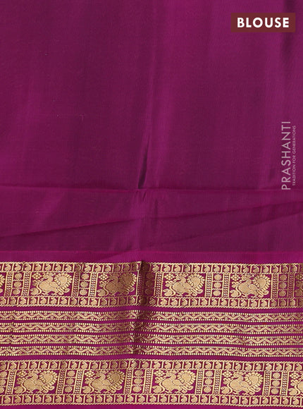 Pure soft silk saree teal green and purple with zari woven buttas and zari woven border