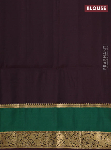 Pure soft silk saree purple and coffee brown green with zari woven buttas and rettepet zari woven border