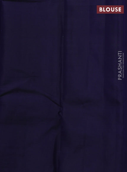 Pure soft silk saree navy blue with zari woven buttas and temple zari woven border