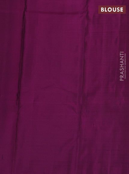 Pure soft silk saree dark magenta pink with allover zari woven buttas and temple design zari woven border