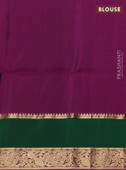 Pure soft silk saree dark mustard and magenta pink with zari woven buttas and rettapet zari woven border