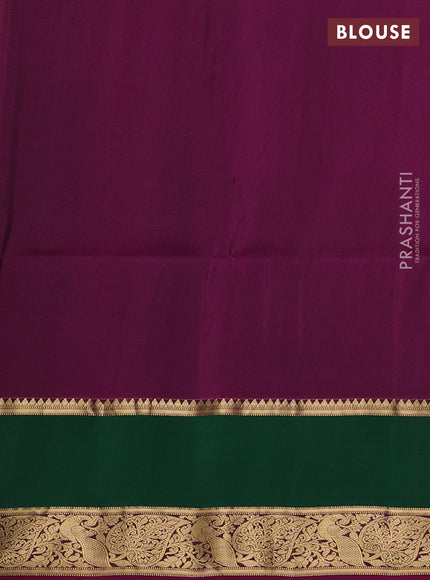 Pure soft silk saree blue and dark magenta pink with zari woven buttas and rettapet zari woven border