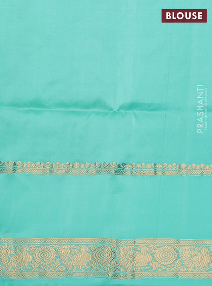 Pure soft silk saree navy blue and teal blue with zari woven buttas and long zari woven butta border