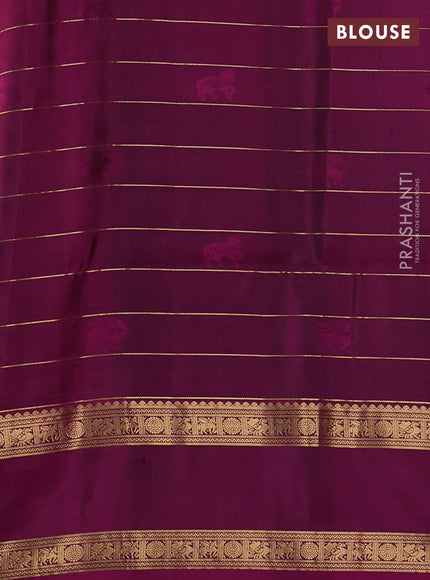 Pure soft silk saree orange and piurple with allover zari checked & buttas and rettapet zari woven border