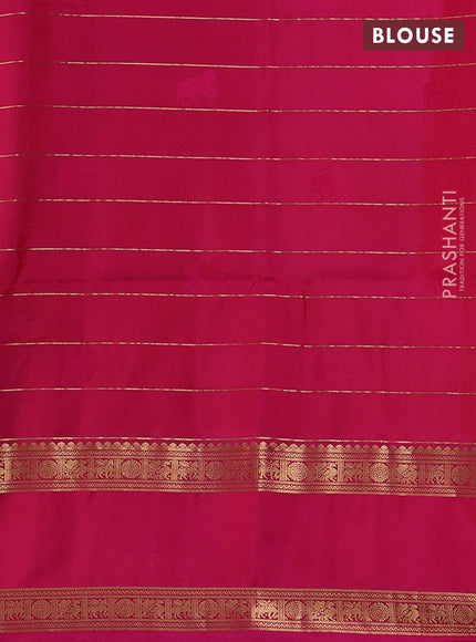 Pure soft silk saree greyish green and pink with allover zari checked & buttas and rettapet zari woven border