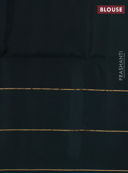 Pure soft silk saree peach pink and bottle green with zari woven buttas and annam zari woven border