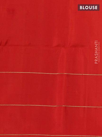 Pure soft silk saree purple and orange with zari woven buttas and elephant zari woven butta border
