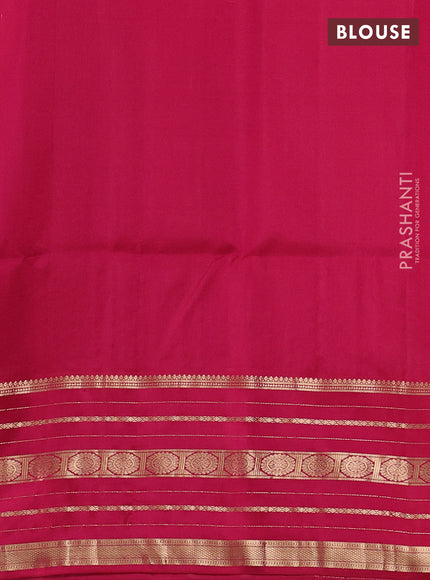 Pure soft silk saree deep jamun and pink with allover zari weaves & buttas and long zari woven border