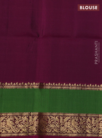 Pure soft silk saree dark green and purple with annam zari woven buttas and rettapet zari woven border