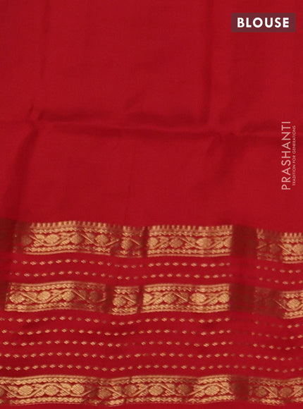 Pure soft silk saree green and red with zari woven buttas and long zari woven border