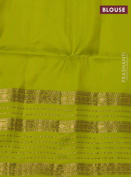 Pure soft silk saree pink and lime green with zari woven buttas and long zari woven border