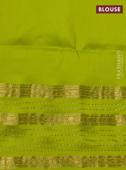 Pure soft silk saree purple and fluorescent green with zari woven buttas and long zari woven border