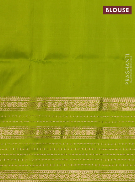 Pure soft silk saree violet and fluorescent green with zari woven buttas and long zari woven border
