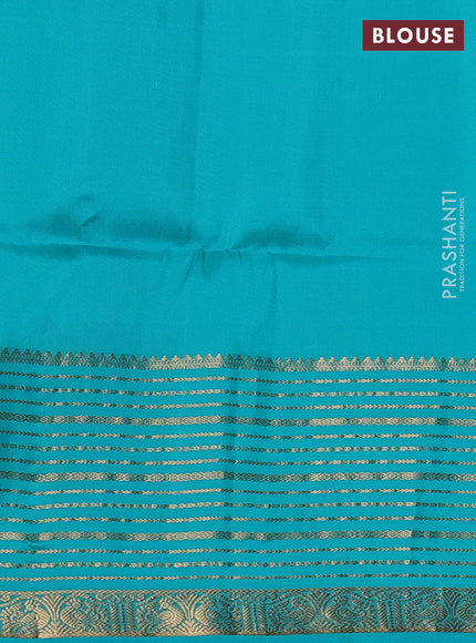 Pure soft silk saree lime green and teal blue with zari woven buttas and long zari woven border