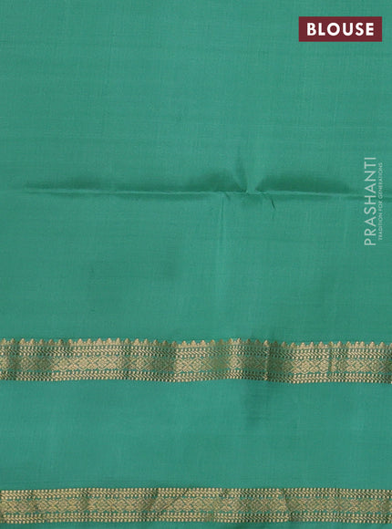 Pure soft silk saree orange and teal green with allover zari checks & buttas and rettapet zari woven border