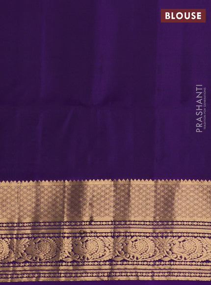 Pure soft silk saree light blue and violet with allover zari checks & buttas and annam zari woven border