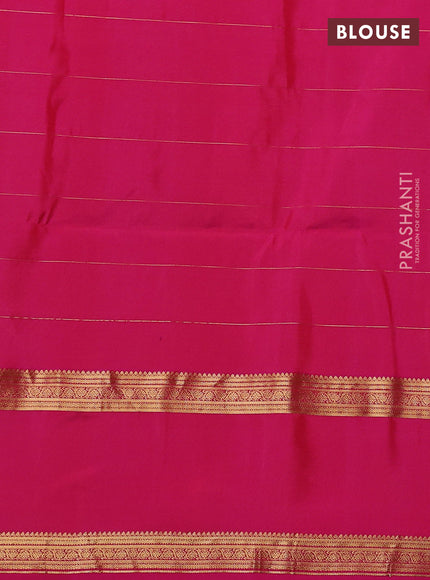 Pure soft silk saree dual shade of teal blue and pink with allover zari checks & buttas and rettapet zari woven border