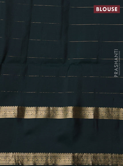 Pure soft silk saree magenta pink and bottle green with allover zari checks & buttas and rettapet zari woven border