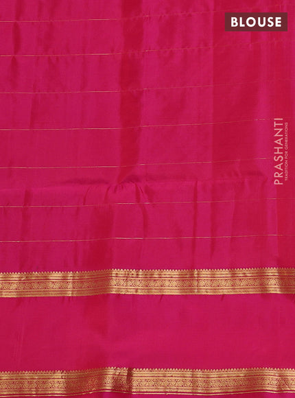 Pure soft silk saree bottle green and pink with allover zari checks & buttas and rettapet zari woven border