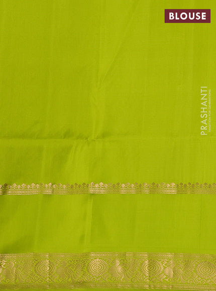 Pure soft silk saree blue and lime green with zari woven buttas and rettapet zari woven border