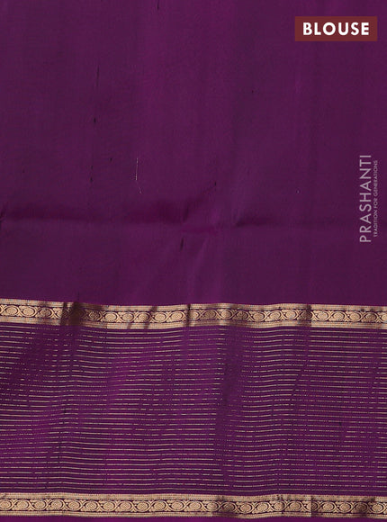 Pure soft silk saree beige and purple with allover zari woven buttas and long zari woven checked butta border