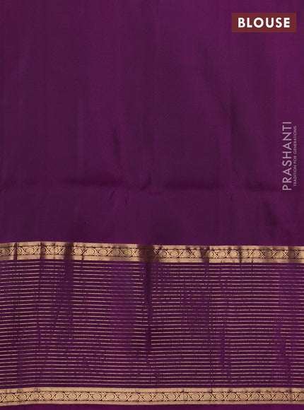 Pure soft silk saree teal blue and purple with allover zari woven buttas and long zari woven checked butta border