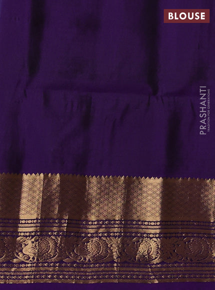 Pure soft silk saree teal blue and violet with allover zari checks & buttas and zari woven border