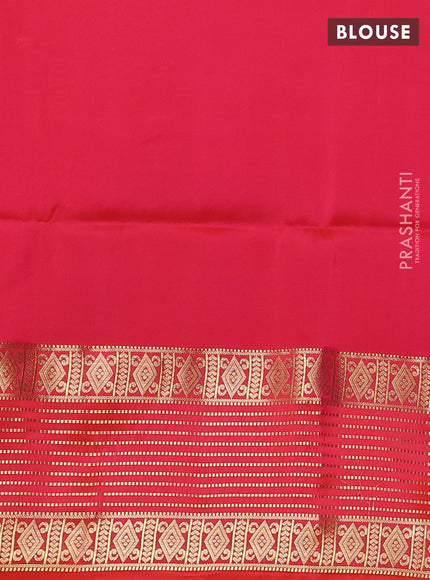 Pure soft silk saree blue and dual shade of pinkish orange with allover zari woven buttas and long zari woven border