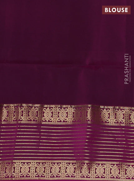 Pure soft silk saree teal blue and purple with zari woven buttas and long zari woven border