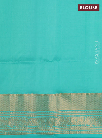 Pure soft silk saree blue and teal blue with allover zari checks & buttas and long zari woven border
