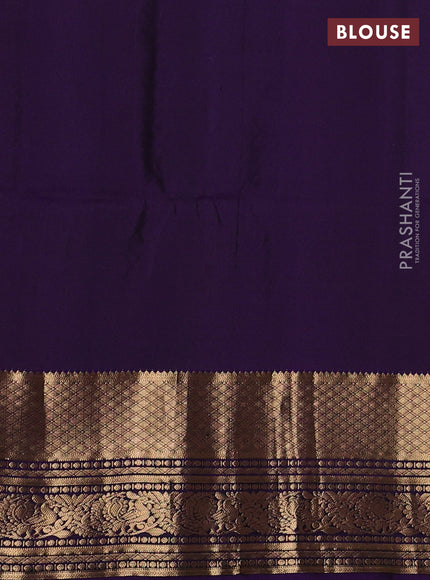 Pure soft silk saree dual shade of pinkish orange and blue with allover zari checks & buttas and long zari woven border