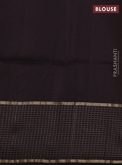 Pure soft silk saree green and coffee brown with zari woven buttas and long zari woven checked border