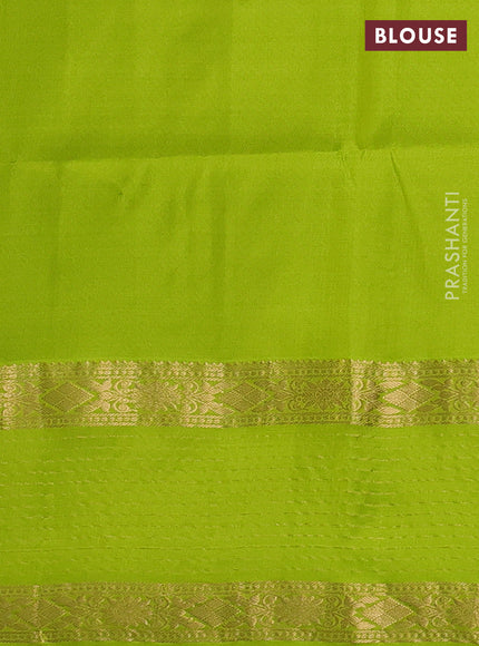 Pure soft silk saree violet and light green with allover zari checks & buttas and rich zari woven border