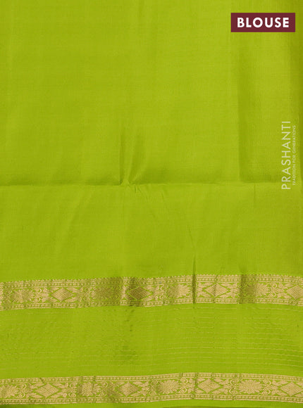 Pure soft silk saree pink and lime green with allover zari checks & buttas and rich zari woven border