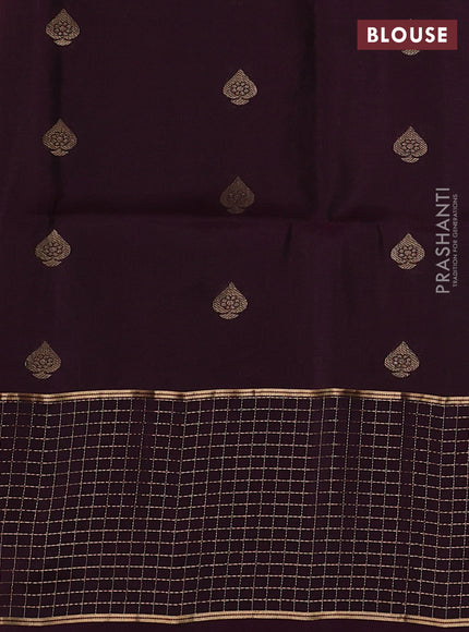 Pure soft silk saree pink and wine shade with allover zari woven buttas and long zari woven checked border
