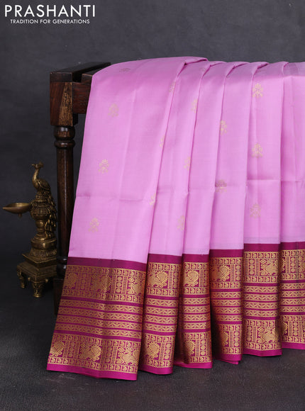 Pure soft silk saree lotus pink and dark magenta pink with zari woven buttas and long zari woven border