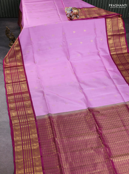 Pure soft silk saree lotus pink and dark magenta pink with zari woven buttas and long zari woven border
