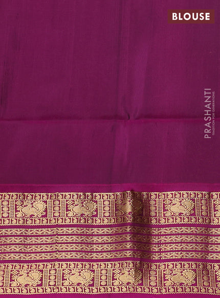 Pure soft silk saree mango yellow and dark magenta pink with zari woven buttas and long zari woven border