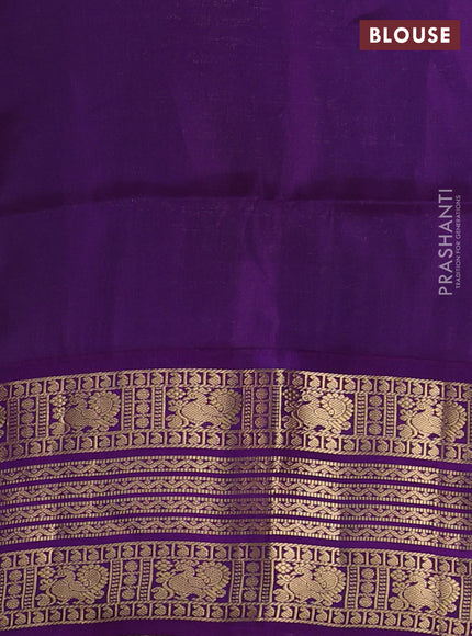 Pure soft silk saree dual shade of orange and purple with zari woven buttas and long zari woven border