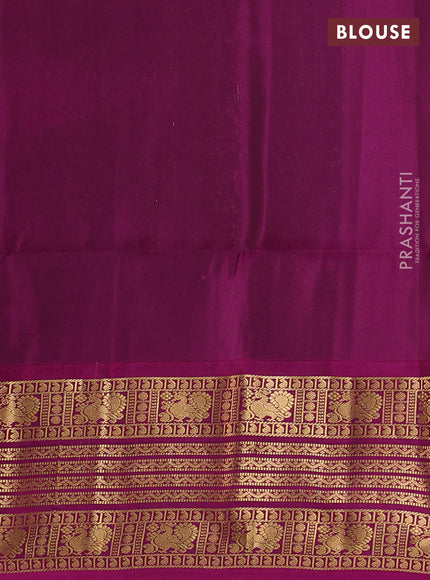 Pure soft silk saree pastel green and dark magenta pink with zari woven buttas and long zari woven border