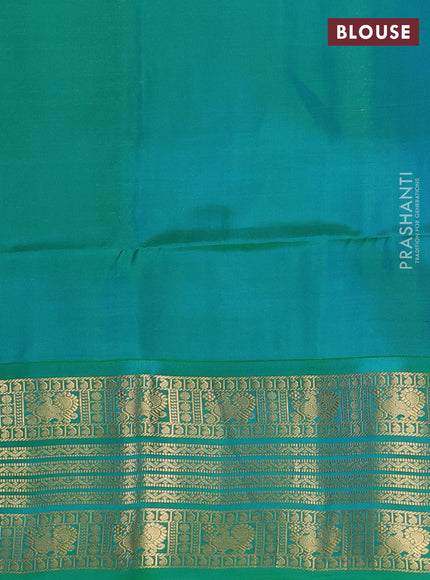 Pure soft silk saree purple and dual shade of teal bluish green with zari woven buttas and long zari woven border