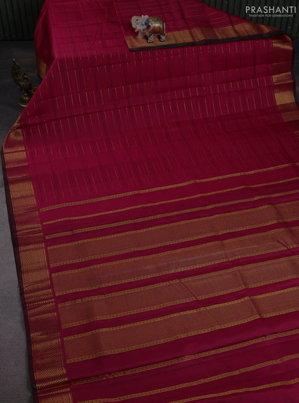 10 Yards pure kanchipuram silk saree pink and dual shade of green with allover thread & zari weaves and zari woven border