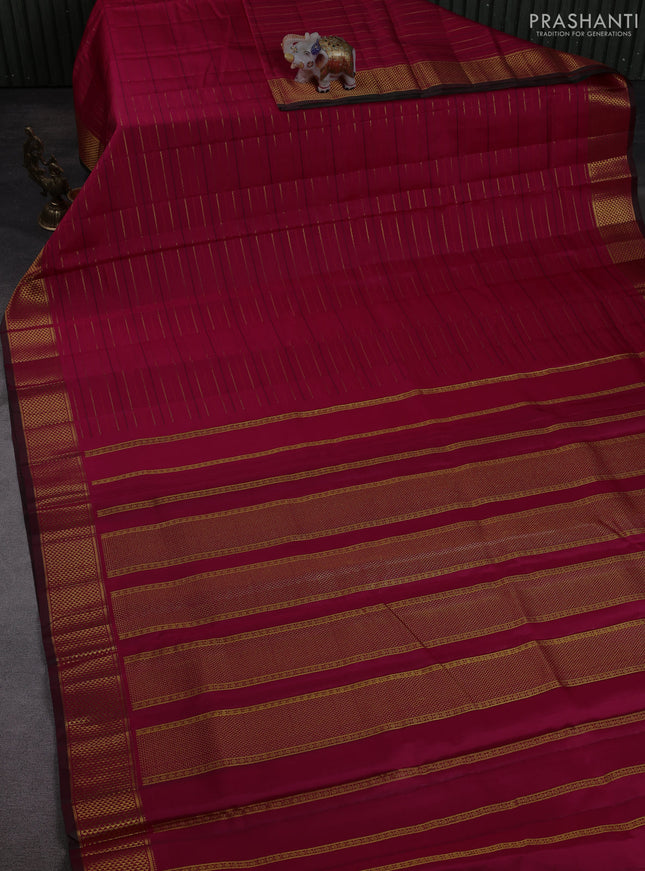 10 Yards pure kanchipuram silk saree pink and dual shade of green with allover thread & zari weaves and zari woven border