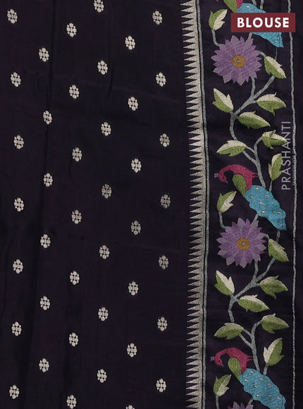 Banarasi silk saree black with allover zari woven brocade weaves and paithani style border