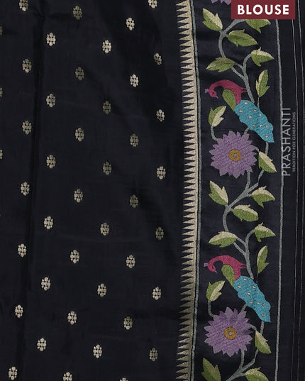 Banarasi silk saree black with allover zari woven brocade weaves and paithani style border