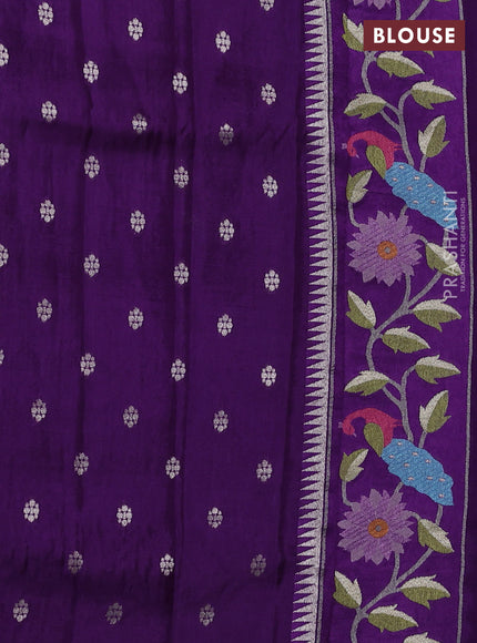 Banarasi silk saree violet with allover zari woven brocade weaves and paithani style border