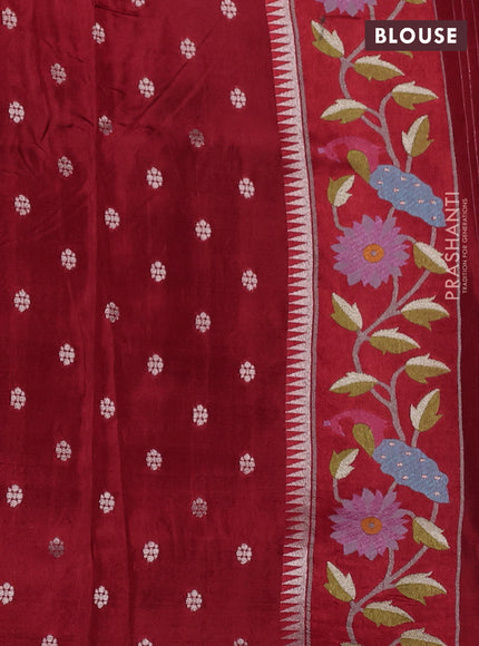 Banarasi silk saree red with allover zari woven brocade weaves and paithani style border