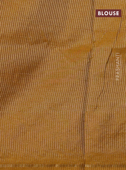Semi tussar saree mustard yellow with allover silver & zari stripe pattern and convent embroidery border