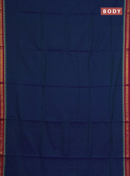 Dual shade of bluish green narayanpet cotton saree with matching neck piece