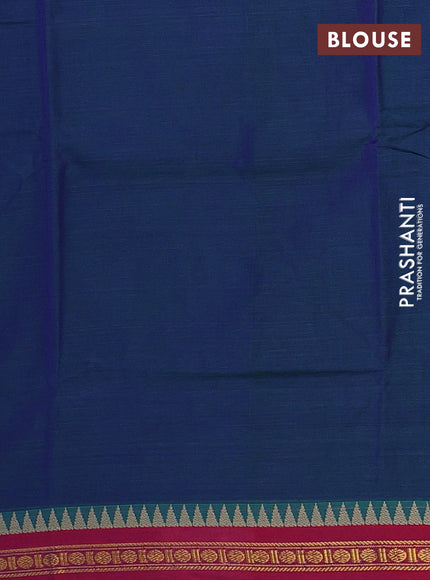 Dual shade of bluish green narayanpet cotton saree with matching neck piece